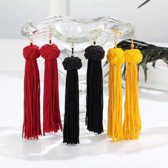 NEW Long Red Tassel Dangle Earring - Picture 5 of 6